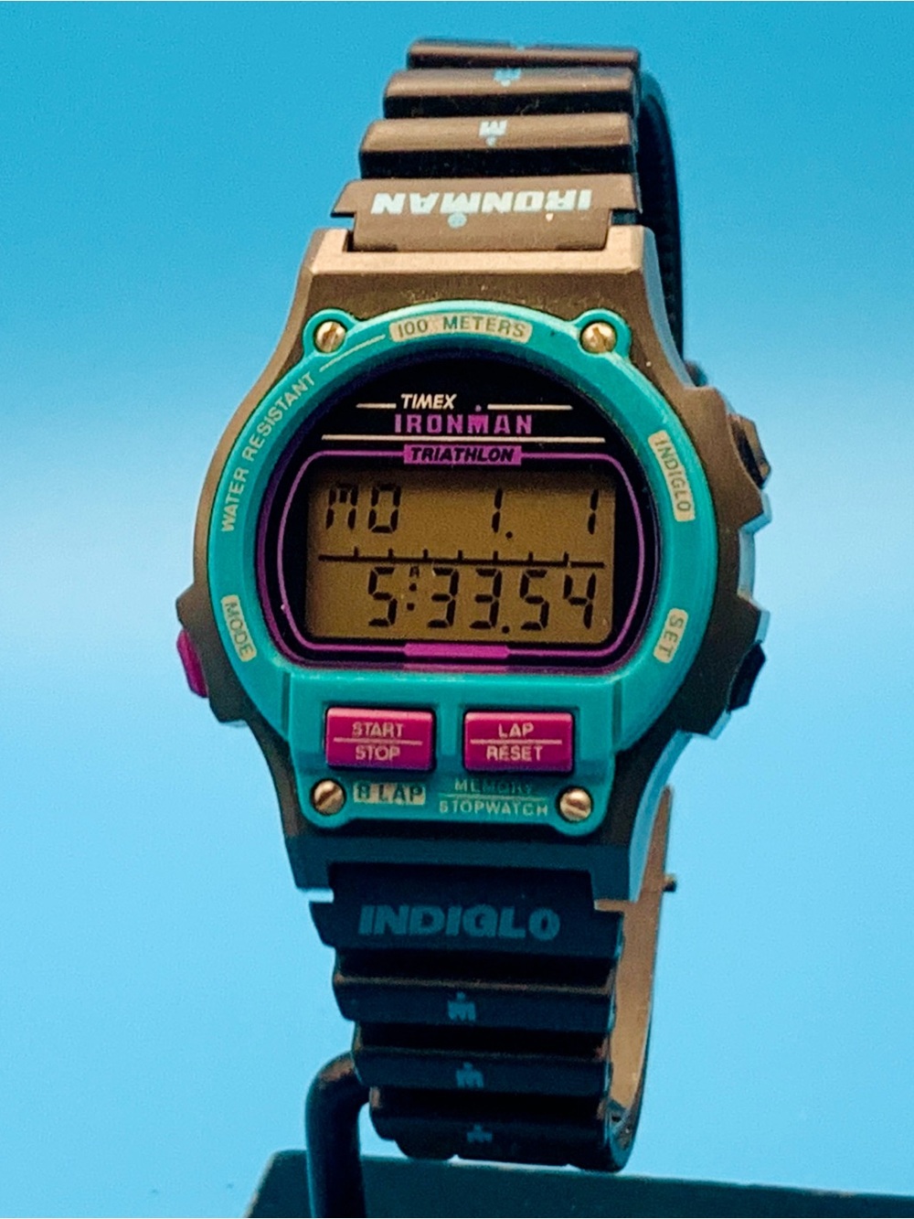 TIMEX IRONMAN TRIATHLON Women’s Vintage 1997 8 Lap Digital Watch Works New Batt